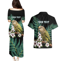 Personalised New Zealand Kakapo Couples Matching Puletasi and Hawaiian Shirt Aotearoa Fern With Manuka LT14 - Polynesian Pride