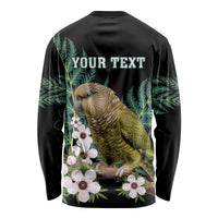 Personalised New Zealand Kakapo Long Sleeve Shirt Aotearoa Fern With Manuka
