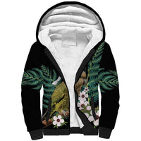 Personalised New Zealand Kakapo Sherpa Hoodie Aotearoa Fern With Manuka LT14 Unisex Black - Polynesian Pride