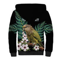 Personalised New Zealand Kakapo Sherpa Hoodie Aotearoa Fern With Manuka LT14 - Polynesian Pride