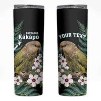 Personalised New Zealand Kakapo Skinny Tumbler Aotearoa Fern With Manuka LT14 Black - Polynesian Pride
