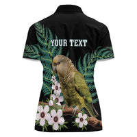 Personalised New Zealand Kakapo Women Polo Shirt Aotearoa Fern With Manuka LT14 - Polynesian Pride