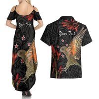 Personalised New Zealand Kea Couples Matching Summer Maxi Dress and Hawaiian Shirt Nestor Notabilis With Harakeke Maori Pattern LT14 - Polynesian Pride