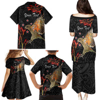 Personalised New Zealand Kea Family Matching Puletasi and Hawaiian Shirt Nestor Notabilis With Harakeke Maori Pattern LT14 - Polynesian Pride