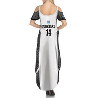 Custom Fiji Tapa Rugby Family Matching Summer Maxi Dress and Hawaiian Shirt Flying Fijian Black And White Version LT14 - Polynesian Pride