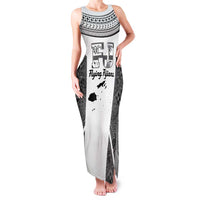 Custom Fiji Tapa Rugby Family Matching Tank Maxi Dress and Hawaiian Shirt Flying Fijian Black And White Version LT14 Mom's Dress Black - Polynesian Pride