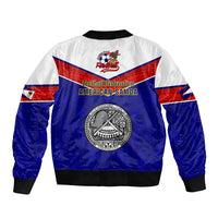 American Samoa Football Sleeve Zip Bomber Jacket Polynesian Sporty Style LT14 - Polynesian Pride