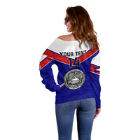 Personalised American Samoa Football Off Shoulder Sweater Polynesian Sporty Style LT14 - Polynesian Pride