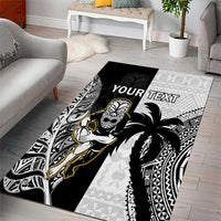 Custom Fiji And New Zealand Rugby Area Rug Aotearoa Silver Fern Mix Fijian Tapa Pattern LT14 - Polynesian Pride
