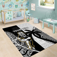 Custom Fiji And New Zealand Rugby Area Rug Aotearoa Silver Fern Mix Fijian Tapa Pattern LT14 - Polynesian Pride