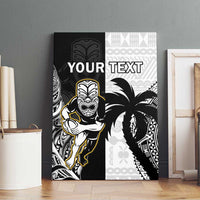 Custom Fiji And New Zealand Rugby Canvas Wall Art Aotearoa Silver Fern Mix Fijian Tapa Pattern LT14 - Polynesian Pride
