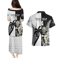Custom Fiji And New Zealand Rugby Couples Matching Puletasi and Hawaiian Shirt Aotearoa Silver Fern Mix Fijian Tapa Pattern LT14 - Polynesian Pride