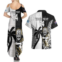 Custom Fiji And New Zealand Rugby Couples Matching Summer Maxi Dress and Hawaiian Shirt Aotearoa Silver Fern Mix Fijian Tapa Pattern LT14 - Polynesian Pride