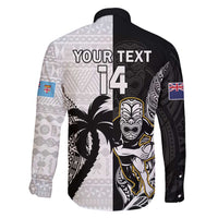 Custom Fiji And New Zealand Rugby Family Matching Off Shoulder Maxi Dress and Hawaiian Shirt Aotearoa Silver Fern Mix Fijian Tapa Pattern LT14 - Polynesian Pride