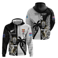 Custom Fiji And New Zealand Rugby Hoodie Aotearoa Silver Fern Mix Fijian Tapa Pattern LT14 - Polynesian Pride