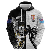 Custom Fiji And New Zealand Rugby Hoodie Aotearoa Silver Fern Mix Fijian Tapa Pattern LT14 - Polynesian Pride
