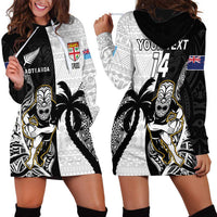 Custom Fiji And New Zealand Rugby Hoodie Dress Aotearoa Silver Fern Mix Fijian Tapa Pattern LT14 - Polynesian Pride