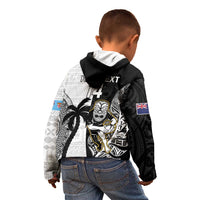 Custom Fiji And New Zealand Rugby Kid Hoodie Aotearoa Silver Fern Mix Fijian Tapa Pattern LT14 - Polynesian Pride