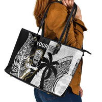 Custom Fiji And New Zealand Rugby Leather Tote Bag Aotearoa Silver Fern Mix Fijian Tapa Pattern LT14 - Polynesian Pride