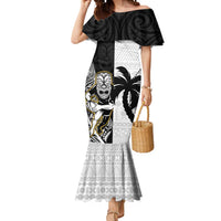Custom Fiji And New Zealand Rugby Mermaid Dress Aotearoa Silver Fern Mix Fijian Tapa Pattern LT14 Women Black - Polynesian Pride