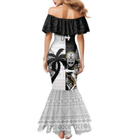 Custom Fiji And New Zealand Rugby Mermaid Dress Aotearoa Silver Fern Mix Fijian Tapa Pattern LT14 - Polynesian Pride