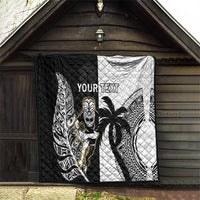 Custom Fiji And New Zealand Rugby Quilt Aotearoa Silver Fern Mix Fijian Tapa Pattern LT14 - Polynesian Pride