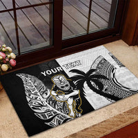 Custom Fiji And New Zealand Rugby Rubber Doormat Aotearoa Silver Fern Mix Fijian Tapa Pattern LT14 - Polynesian Pride