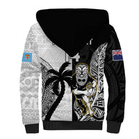 Custom Fiji And New Zealand Rugby Sherpa Hoodie Aotearoa Silver Fern Mix Fijian Tapa Pattern LT14 - Polynesian Pride