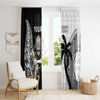 Custom Fiji And New Zealand Rugby Window Curtain Aotearoa Silver Fern Mix Fijian Tapa Pattern LT14 - Polynesian Pride
