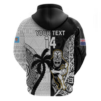Custom Fiji And New Zealand Rugby Zip Hoodie Aotearoa Silver Fern Mix Fijian Tapa Pattern LT14 - Polynesian Pride