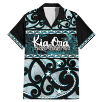 Kia Ora New Zealand Family Matching Mermaid Dress and Hawaiian Shirt Aotearoa Proud Maori Paua Shell Silver Fern LT14 Dad's Shirt - Short Sleeve Black - Polynesian Pride