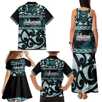 Kia Ora New Zealand Family Matching Tank Maxi Dress and Hawaiian Shirt Aotearoa Proud Maori Paua Shell Silver Fern LT14 - Polynesian Pride