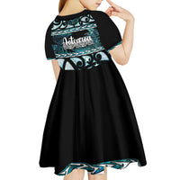 Kia Ora New Zealand Kid Short Sleeve Dress Aotearoa Proud Maori Paua Shell Silver Fern - Polynesian Pride