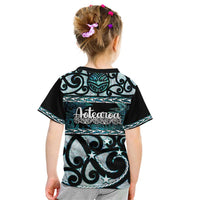 Kia Ora New Zealand Kid T Shirt Aotearoa Proud Maori Paua Shell Silver Fern - Polynesian Pride