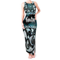 Kia Ora New Zealand Tank Maxi Dress Aotearoa Proud Maori Paua Shell Silver Fern - Polynesian Pride