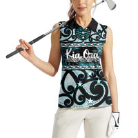 Kia Ora New Zealand Women Sleeveless Polo Shirt Aotearoa Proud Maori Paua Shell Silver Fern LT14 - Polynesian Pride