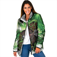 Piwakawaka New Zealand Christmas In July Padded Jacket NZ Aroha Koru Fern Marble Vibes