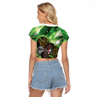 Piwakawaka New Zealand Christmas In July Raglan Cropped T Shirt NZ Aroha Koru Fern Marble Vibes LT14 - Polynesian Pride