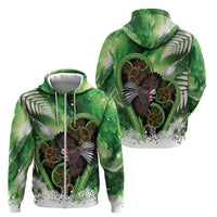 Piwakawaka New Zealand Christmas In July Zip Hoodie NZ Aroha Koru Fern Marble Vibes LT14 - Polynesian Pride
