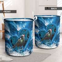 Tui Bird New Zealand Christmas In July Laundry Basket NZ Aroha Koru Fern Marble Vibes