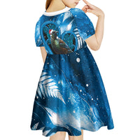 Tui Bird New Zealand Christmas In July Kid Short Sleeve Dress NZ Aroha Koru Fern Marble Vibes LT14 - Polynesian Pride