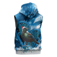 Tui Bird New Zealand Christmas In July Sleeveless Hoodie NZ Aroha Koru Fern Marble Vibes LT14 - Polynesian Pride