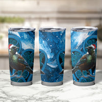 Tui Bird New Zealand Christmas In July Tumbler Cup NZ Aroha Koru Fern Marble Vibes LT14 - Polynesian Pride