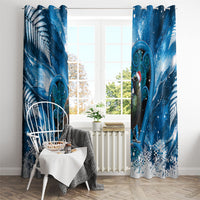 Tui Bird New Zealand Christmas In July Window Curtain NZ Aroha Koru Fern Marble Vibes