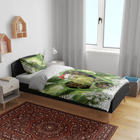 Kakapo New Zealand Christmas In July Bedding Set NZ Aroha Koru Fern Marble Vibes