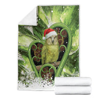 Kakapo New Zealand Christmas In July Blanket NZ Aroha Koru Fern Marble Vibes