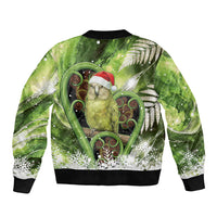 Kakapo New Zealand Christmas In July Bomber Jacket NZ Aroha Koru Fern Marble Vibes LT14 - Polynesian Pride