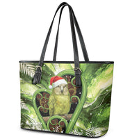 Kakapo New Zealand Christmas In July Leather Tote Bag NZ Aroha Koru Fern Marble Vibes LT14 - Polynesian Pride