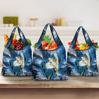Sulphur-crested Cockatoo New Zealand Christmas In July Grocery Bag NZ Aroha Koru Fern Marble Vibes LT14 3-pack One Size Blue - Polynesian Pride