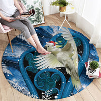 Sulphur-crested Cockatoo New Zealand Christmas In July Round Carpet NZ Aroha Koru Fern Marble Vibes LT14 - Polynesian Pride